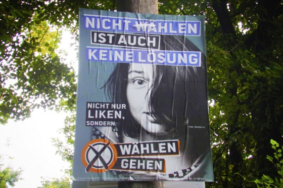 Ein "Wählen gehen"-Aufruf auf einem Plakat