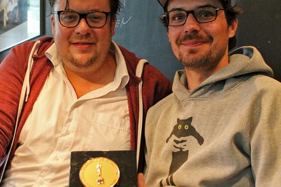 Schauspieler Till Butterbach (links) mit Nachwuchsregisseur und Oscar-Gewinner Peter Baumann
